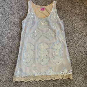 Free People Dancing Queen Dress - Silver and Cream | Size Medium
